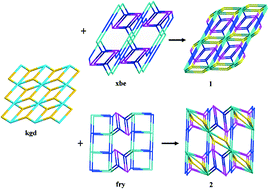 Graphical abstract: Two photoluminescent metal–organic frameworks with highly-connected topological nets