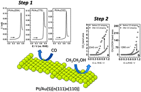 Graphical abstract: Surface restructuring of Pt films on Au stepped surfaces: effects on catalytic behaviour