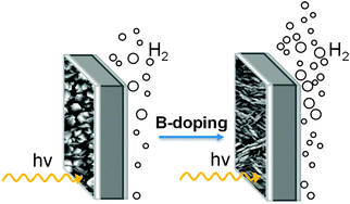 Graphical abstract: Atmospheric pressure chemical vapour deposition of boron doped titanium dioxide for photocatalytic water reduction and oxidation