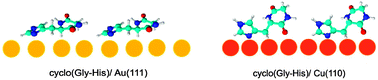 Graphical abstract: Cyclic dipeptide immobilization on Au(111) and Cu(110) surfaces