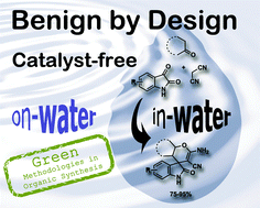 Graphical abstract: Benign by design: catalyst-free in-water, on-water green chemical methodologies in organic synthesis