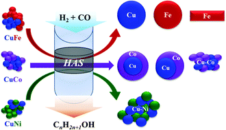 Graphical abstract: CuFe, CuCo and CuNi nanoparticles as catalysts for higher alcohol synthesis from syngas: a comparative study