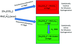 Graphical abstract: MgO-supported bimetallic catalysts consisting of segregated, essentially molecular rhodium and osmium species