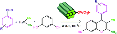 Graphical abstract: Tungstic acid functionalized mesoporous SBA-15: A novel heterogeneous catalyst for facile one-pot synthesis of 2-amino-4H-chromenes in aqueous medium