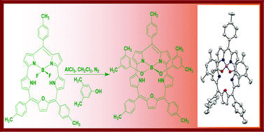 Graphical abstract: Synthesis, structure, spectral and electrochemical properties of B(OR)2-smaragdyrin complexes