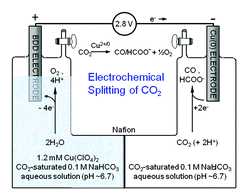 Graphical abstract: Cu(ii)/Cu(0) electrocatalyzed CO2 and H2O splitting