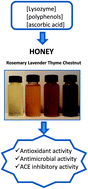 Graphical abstract: Antioxidant, antibacterial and ACE-inhibitory activity of four monofloral honeys in relation to their chemical composition