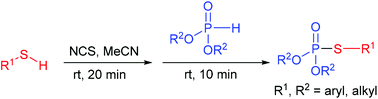 Graphical abstract: N-Chlorosuccinimide-promoted synthesis of thiophosphates from thiols and phosphonates under mild conditions