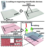 Graphical abstract: Rapid fabrication of pressure-driven open-channel microfluidic devices in omniphobic RF paper