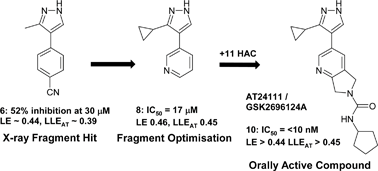 Graphical abstract: Identification of orally bioavailable small-molecule inhibitors of hematopoietic prostaglandin D2 synthase using X-ray fragment based drug discovery