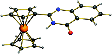 Graphical abstract: Synthesis, molecular structure, electrochemistry and DFT study of a ferrocenyl-substituted 4-quinazolinone and related heterocycles