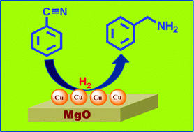 Graphical abstract: Selective gas-phase hydrogenation of benzonitrile into benzylamine over Cu–MgO catalysts without using any additives