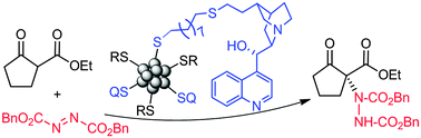 Graphical abstract: Gold nanoparticles decorated with a cinchonine organocatalyst: application in the asymmetric α-amination of β-ketoesters