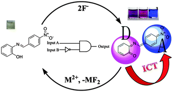 Graphical abstract: Dual colorimetric receptor with logic gate operations: anion induced solvatochromism