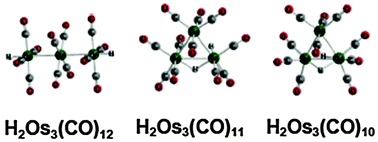 Graphical abstract: Metal triangles versus metal chains and terminal versus bridging hydrogen atoms in trinuclear osmium carbonyl hydride chemistry