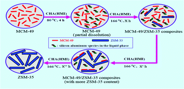 Graphical abstract: Interzeolite conversion of zeolite MCM-49 into zeolite ZSM-35 in cyclohexylamine–hexamethyleneimine–Na2O–H2O containing systems