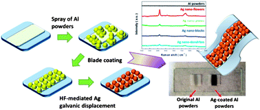 Graphical abstract: Shape-diversified silver nanostructures uniformly covered on aluminium micro-powders as effective SERS substrates