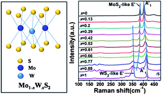 Graphical abstract: Composition-dependent Raman modes of Mo1−xWxS2 monolayer alloys