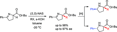 Graphical abstract: Highly enantioselective synthesis of 5-phenyl-2-alkylprolines using phase-transfer catalytic alkylation
