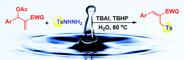 Graphical abstract: Tetrabutylammonium iodide catalyzed allylic sulfonylation of Baylis–Hillman acetates with sulfonylhydrazides in water