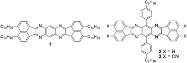 Graphical abstract: Bisacenaphthopyrazinoquinoxaline derivatives: synthesis, physical properties and applications as semiconductors for n-channel field effect transistors