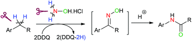 Graphical abstract: DDQ-promoted direct transformation of benzyl hydrocarbons to amides via tandem reaction of the CDC reaction and Beckmann rearrangement