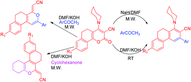 Graphical abstract: Microwave assisted base dependent regioselective synthesis of partially reduced chromenes, isochromenes and phenanthrenes