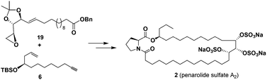 Graphical abstract: The first convergent total synthesis of penarolide sulfate A2, a novel α-glucosidase inhibitor