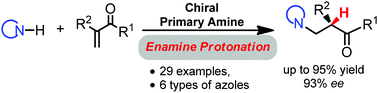 Graphical abstract: Chiral primary amine catalysed asymmetric conjugate addition of azoles to α-substituted vinyl ketones