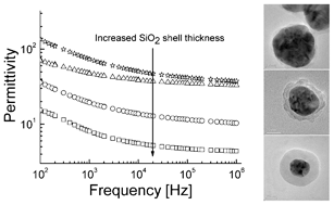 Graphical abstract: Dielectric properties of silver nanoparticles coated with silica shells of different thicknesses