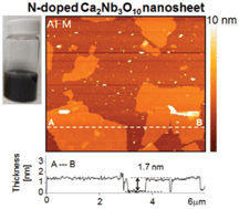 Graphical abstract: Black-colored nitrogen-doped calcium niobium oxide nanosheets and their photocatalytic properties under visible light irradiation