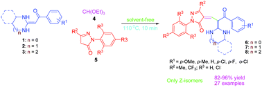 Graphical abstract: Three component solvent-free synthesis of 1H-pyrazol-5(4H)-one-based heterocyclic ketene aminal derivatives