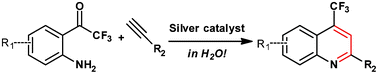 Graphical abstract: Silver catalyzed synthesis of 4-trifluoromethyl substituted quinolines in water