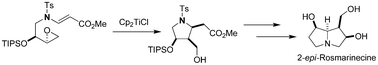 Graphical abstract: Ti(iii)-mediated radical cyclization of epoxy-β-aminoacrylate in the synthesis of the substituted pyrrolidine core of necine bases: synthesis of 2-epi-rosmarinecine