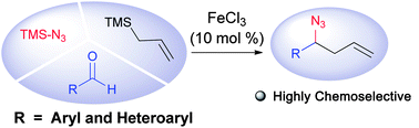 Graphical abstract: Chemoselective three-component synthesis of homoallylic azides using an FeCl3 catalyst
