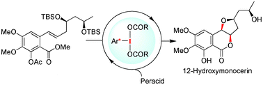 Graphical abstract: Total synthesis of (12R)- and (12S)-12-hydroxymonocerins: stereoselective oxylactonization using a chiral hypervalent iodine(iii) species