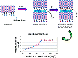 Graphical abstract: One pot green synthetic route for the preparation of cetyl trimethyl ammonium bromide grafted multiwalled carbon nanotubes and their application towards defluoridation