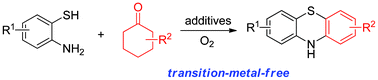 Graphical abstract: Synthesis of phenothiazines from cyclohexanones and 2-aminobenzenethiols under transition-metal-free conditions