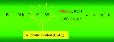 Graphical abstract: Synthesis of imines from amines in aliphatic alcohols on Pd/ZrO2 catalyst under ambient conditions