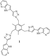 Graphical abstract: Azaindole-1,2,3-triazole conjugate in a tripod for selective sensing of Cl−, H2PO4− and ATP under different conditions