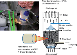Graphical abstract: Real-time release monitoring for water content and mean particle size of granules in lab-sized fluid-bed granulator by near-infrared spectroscopy