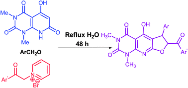 Graphical abstract: Domino Knoevenagel condensation–Michael addition–cyclization for the diastereoselective synthesis of dihydrofuropyrido[2,3-d]pyrimidines via pyridinium ylides in water