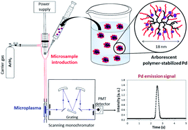 Graphical abstract: Determination of the loading and stability of Pd in an arborescent copolymer in ethanol by microplasma-optical emission spectrometry