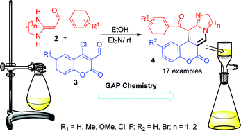 Graphical abstract: Regioselective synthesis of 9,10-dihydro-6H-chromeno[4,3-d]imidazo-[1,2-a]pyridin-6-one derivatives