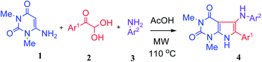Graphical abstract: A novel one-pot three-component reaction for the synthesis of 5-arylamino-pyrrolo[2,3-d]pyrimidines under microwave irradiation