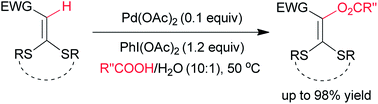 Graphical abstract: Palladium-catalyzed oxidative C–O cross-coupling of ketene dithioacetals and carboxylic acids