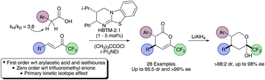 Graphical abstract: Isothiourea-mediated asymmetric Michael-lactonisation of trifluoromethylenones: a synthetic and mechanistic study