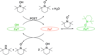 Graphical abstract: Radical reactivity of the Fe(iii)/(ii) tetramesitylporphyrin couple: hydrogen atom transfer, oxyl radical dissociation, and catalytic disproportionation of a hydroxylamine