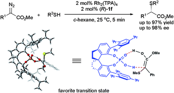 Graphical abstract: Highly enantioselective S–H bond insertion cooperatively catalyzed by dirhodium complexes and chiral spiro phosphoric acids