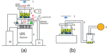 Graphical abstract: Behaviour of a binary particle system under the effects of simultaneous vertical vibration and rotation
